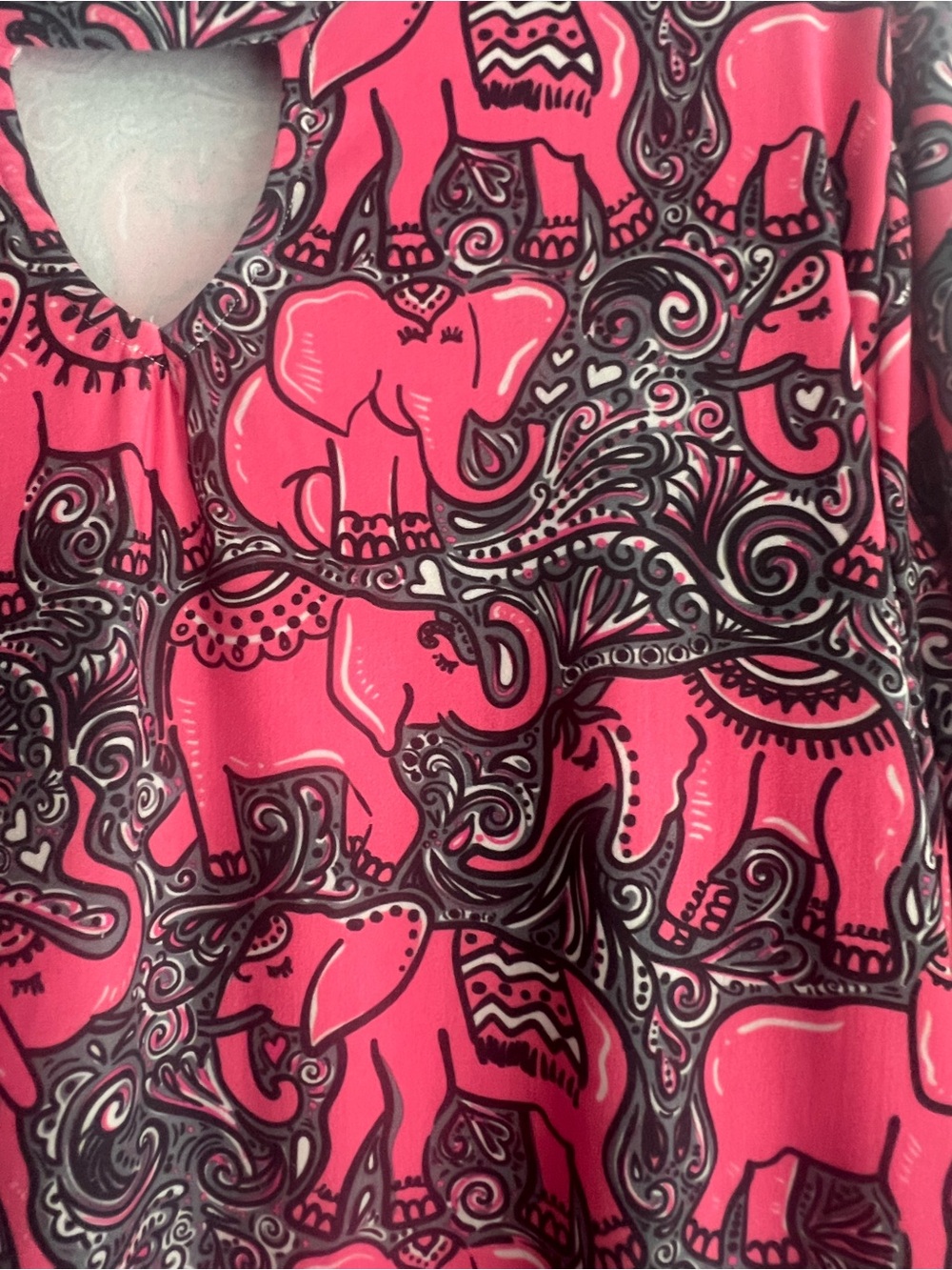 Simply Southern XL Pink Elephant Print Dress Keyhole Neck with pockets - Picture 4 of 5